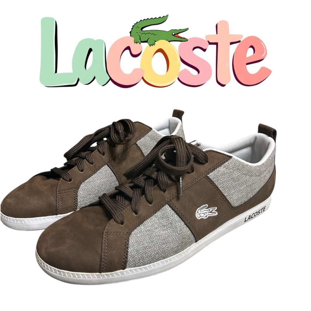 178. 🐊Lacoste Two-Tone Casual Sneakers lace ups tennis shoes sz 12
